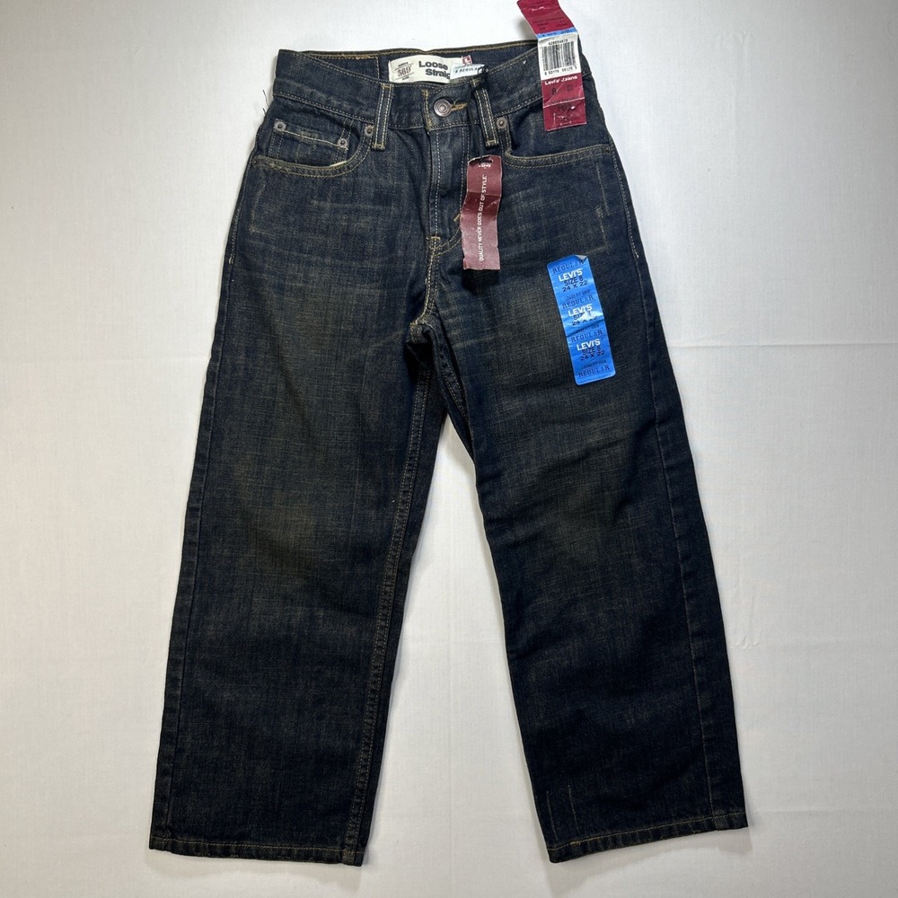 Levis 569 Jeans‎ Boys 8 24x22 Loose Fit Straight Leg Dark Wash Blue Mid Rise NEW